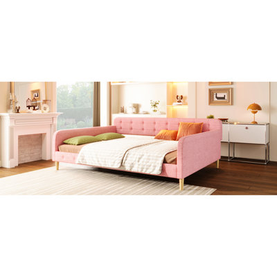 Lit de jour rembourré grand avec espace de sommeil confortable, structure, pas de sommier requis Assemblage facile