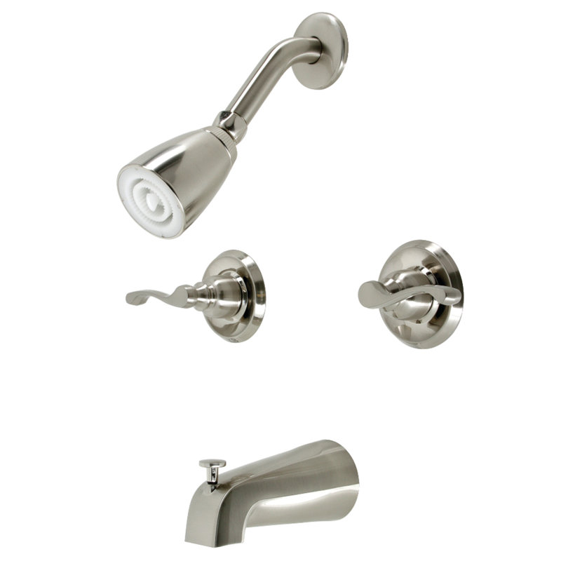 Kingston Brass Royal Double-Handle Tub and Shower Faucet, Brushed Nickel