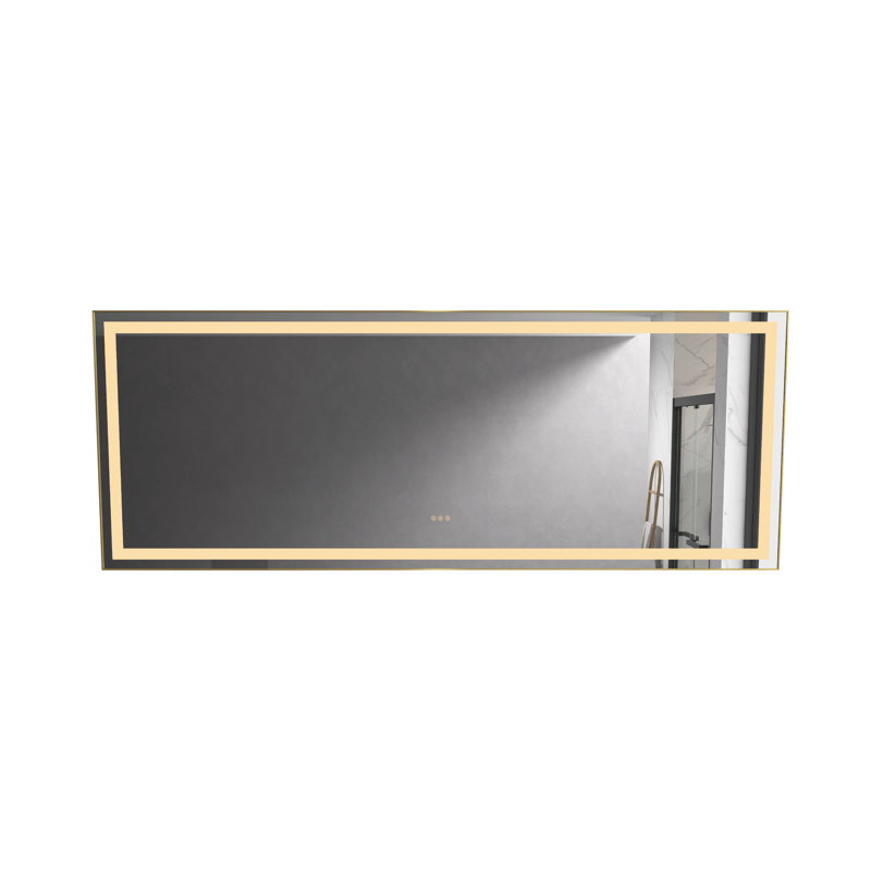LED Bathroom Mirror with Front-lit, 3 Colors Temperature & Dimmable Light, Matte Black, 60" x 48"