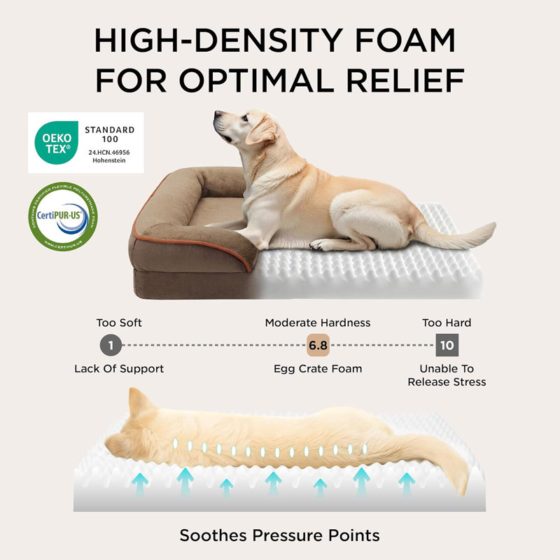 Lit orthopédique pour chien, canapé-lit lavable imperméable avec housse amovible, base antidérapante pour chiens de grande et moyenne taille