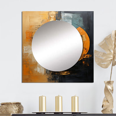 Golsner - Croissant mural noir et cuivre I formes abstraites miroir carré pour chambre à coucher