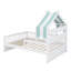Lit de maison en bois avec tablette de tête de lit, base de lit en forme de maison-807268312
