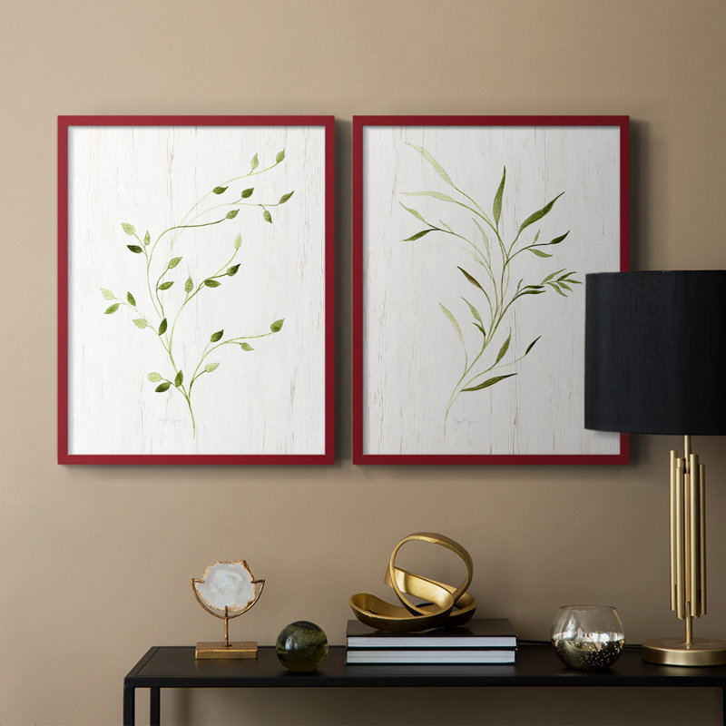 «Windblown Leaves I», reproduction encadrée de qualité supérieure - prête à être accrochée - aucun clou requis - aucun clou requis