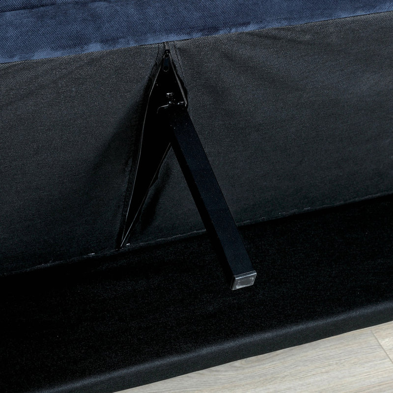 Lit de futon de style contemporain en microfibre converti en lit avec pieds supplémentaires, Marine