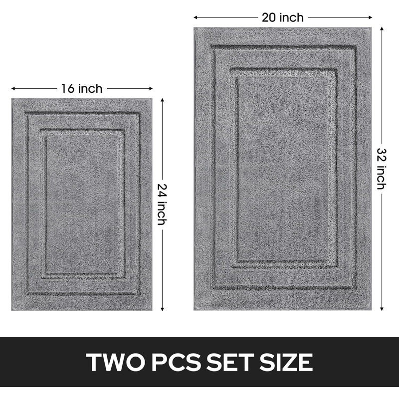 Ensemble de tapis de salle de bain 2 pièces, tapis de bain en microfibre ultra doux et absorbant antidérapant lavable à la machine (20 po x 32 po + 16 po x 24 po, gris)