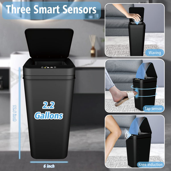 Bathroom Smart Touchless Trash Can 2.2 Gallon Automatic 2.2 Gallon White