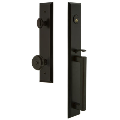 Fifth Avenue Handleset with Single Cylinder Deadbolt and Bouton Door Knob and Rosette