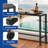 Rectangular Metal Outdoor Bar Height Table with Lockable Rolling Wheels, Black-1324385747