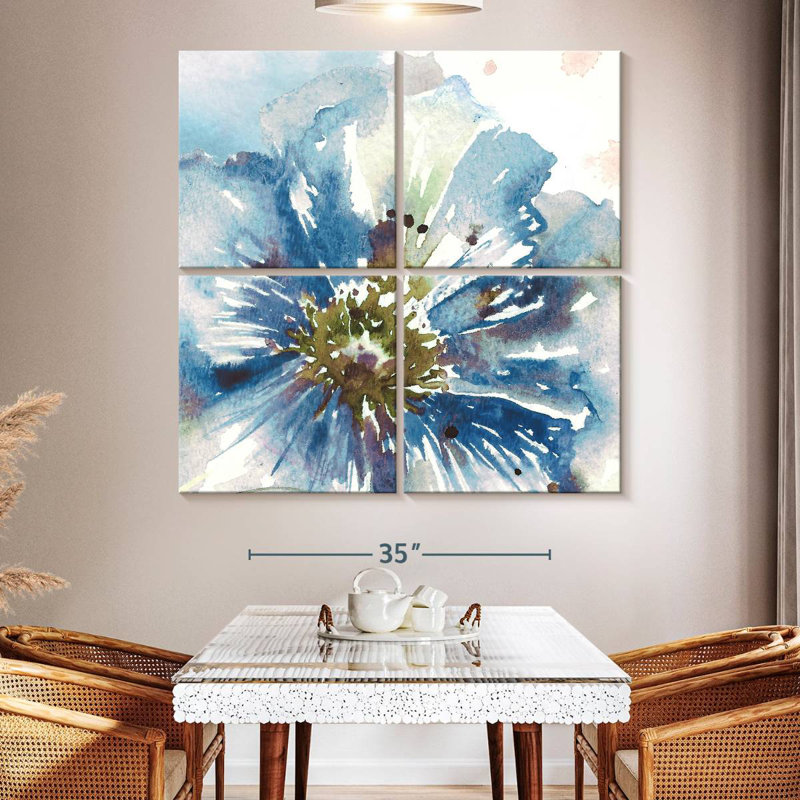 Harnek, aquarelle, bleu, coquelicot, gros plan