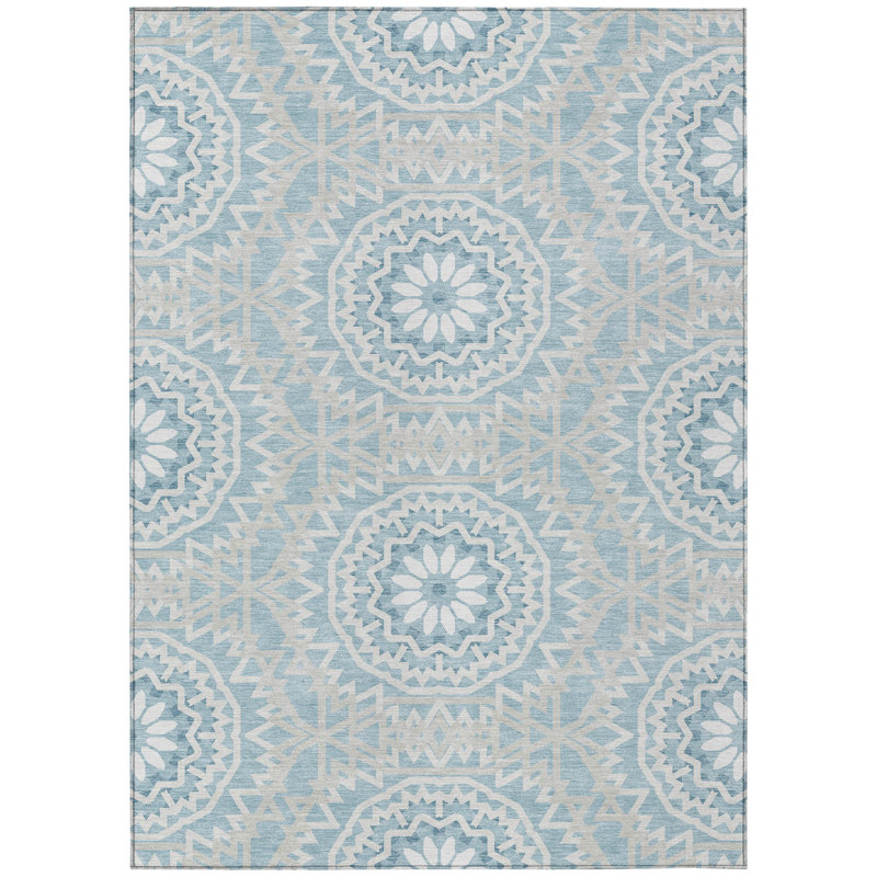 Khiron Washable Geometric Indoor / Outdoor Rug, Rectangle 3' x 5'