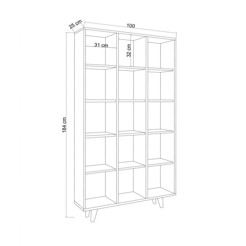Modern Marble-Style Bookshelf, Travertine Color, 39.4 x 72.4 x 9.8 inches | 100% Melamine Coated Particle Board, Thickness: 0.7 inches | Numerous Shelves, Wall-Fixable | Stylish Storage Solution for Home & Office