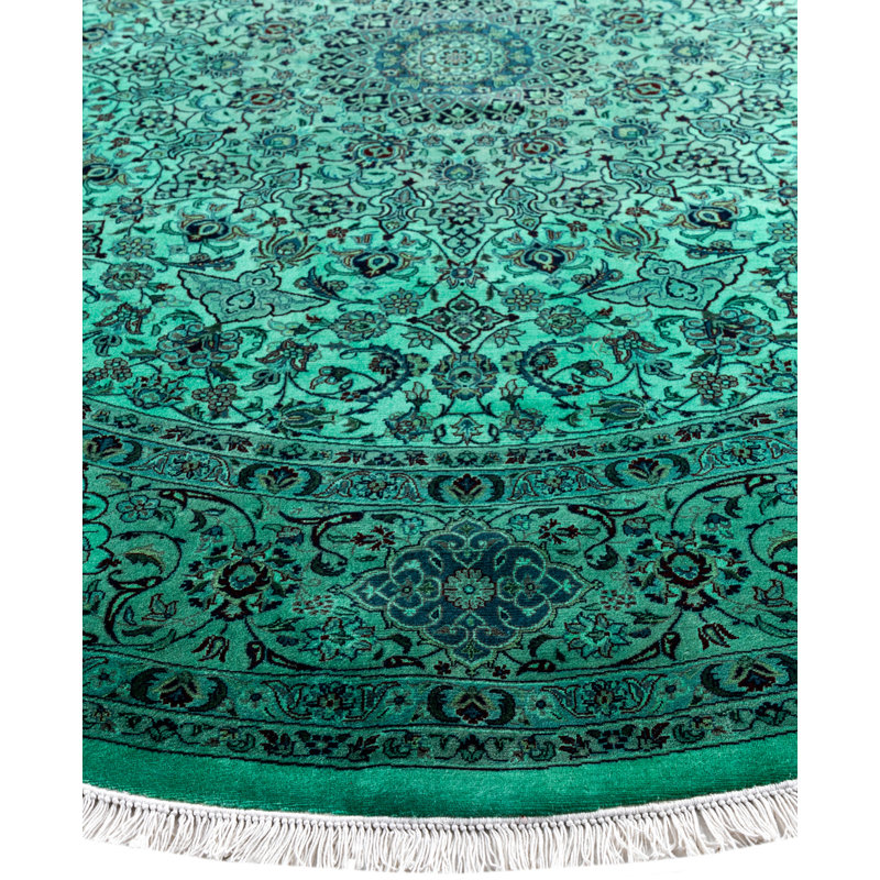 Overdyed Hand-Knotted Wool Modern-Contemporary Green Area Rug 8' 1" x 8' 3"