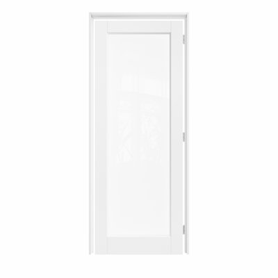 Porte pré-suspendue en verre transparent 30 po x 80 po à 1 verre avec charnières argentées, plaque de porte en verre transparent avec cadre, porte intérieure comme garde-manger, porte de chambre à coucher, porte de buanderie, portes de placard, portes de pièce, droite