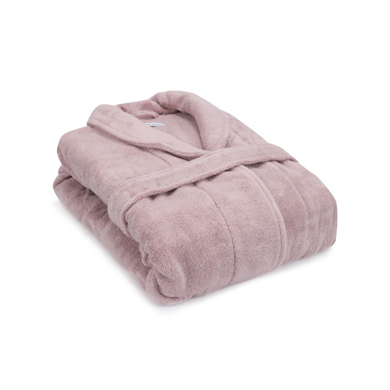 Boersma Cotton Blend Terry Cloth Gender Neutral Mid-Calf Bathrobe with Pockets, Pink, XL