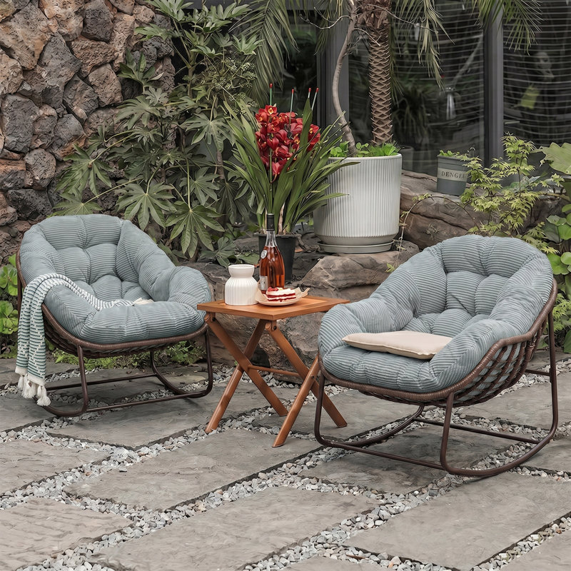 Fauteuil Papasan berçant surdimensionné pour patio, Vert