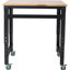 Établi - Établis roulants de garage de 35 po de largeur - Hauteur réglable, banc d'atelier, plateau en métal avec plateau en bois d'hévéa, pied martelé noir