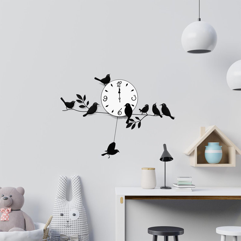 Marlee Silent Bird Wall Clock Home Décor - 23cm