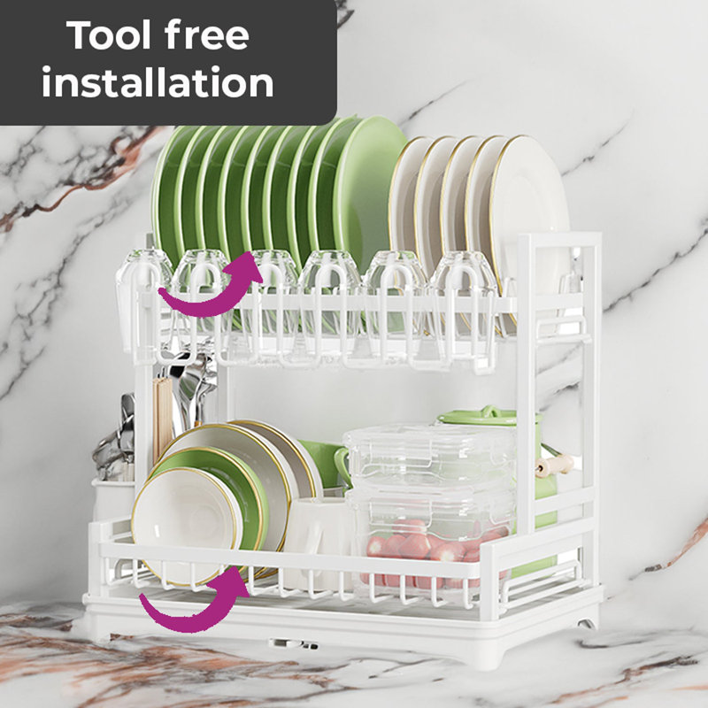 Steel Dinnerware Storage Set, White