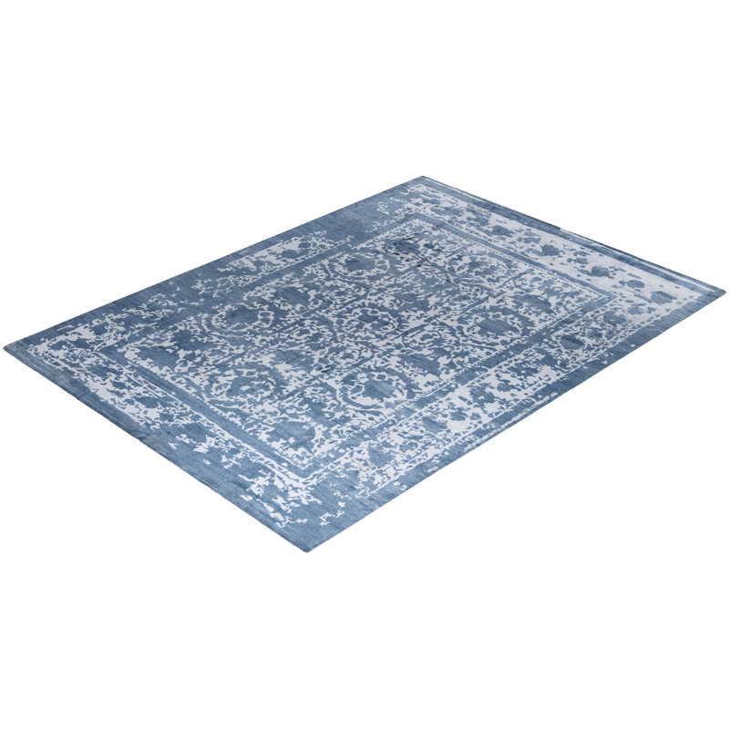 Tapis moderne noué à la main de conception unique - blanc, 9 pi 0 po x 12 pi 1 po
