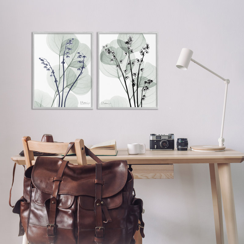 Future Dusk Opaque Herbs 2pc Framed Giclee Set, design by Albert Koetsier, 20" H x 16" W, Farmhouse Gray Framed Giclee