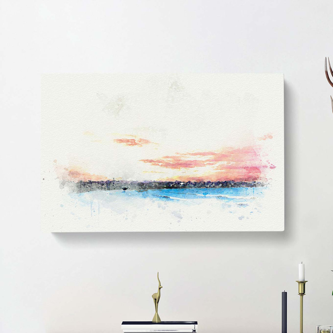 Newport Rhode Island Beach In Abstract - Wrapped Canvas