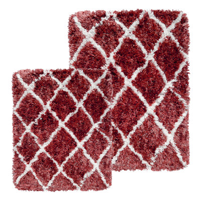 2 Piece Geometric Trellis Soft Plush Thick Bath Set