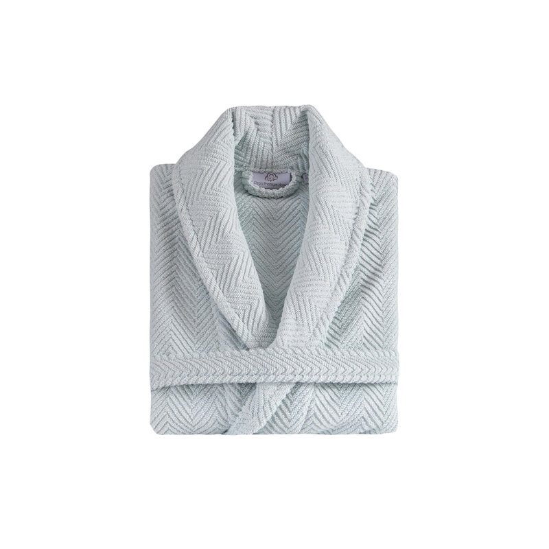 Peignoir mi-mollet en coton à chevrons avec poches