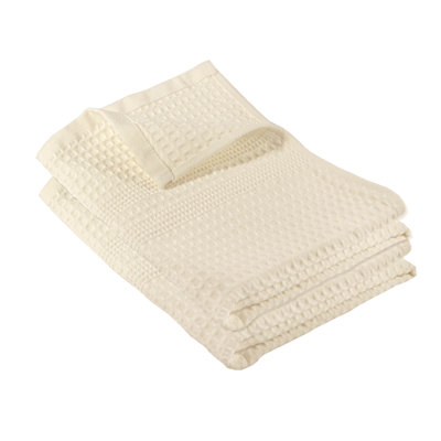 Waffle Hand Towel Set of 2 – Super Absorbent 100% Natural Cotton, Quick-Drying, Classic Style