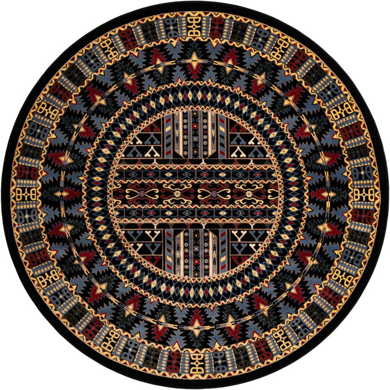 Tapis noir Aucun, Rond 7 pi 10 po