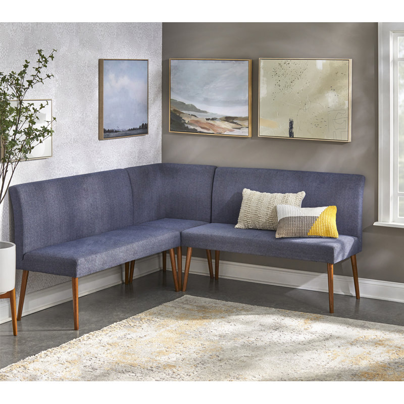 Cloise 3 Piece Nook Bench Set, Blue
