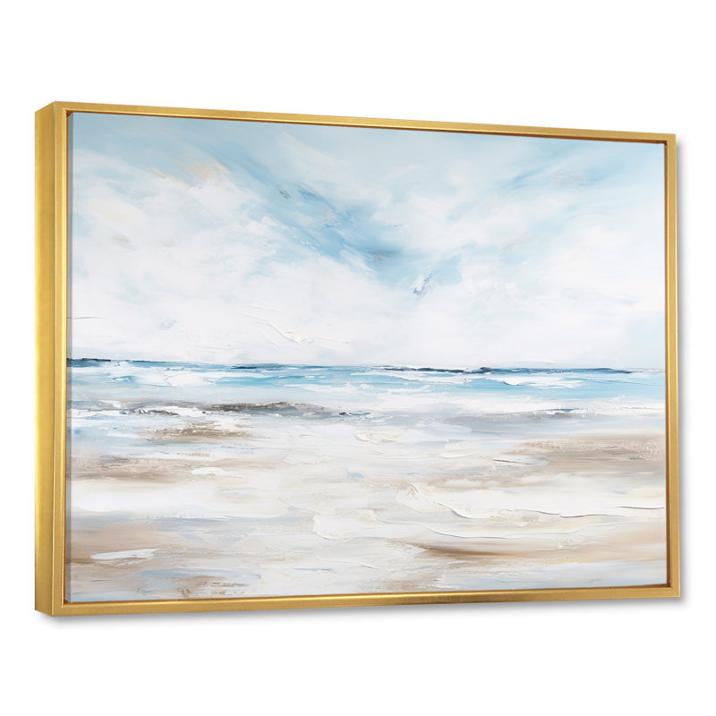 Pomerleau - art mural océan côtier, H 34 po x l 44 po x P 1,5 po, Cadre flottant doré