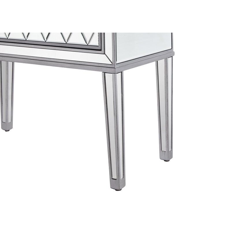 Table de chevet à 2 tiroirs argent antique Cain