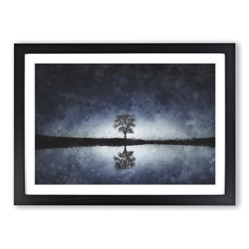 Tree at Dusk Vol.2 - Picture Frame Graphic Art, 36cm H x 48cm W x 2cm D, Black