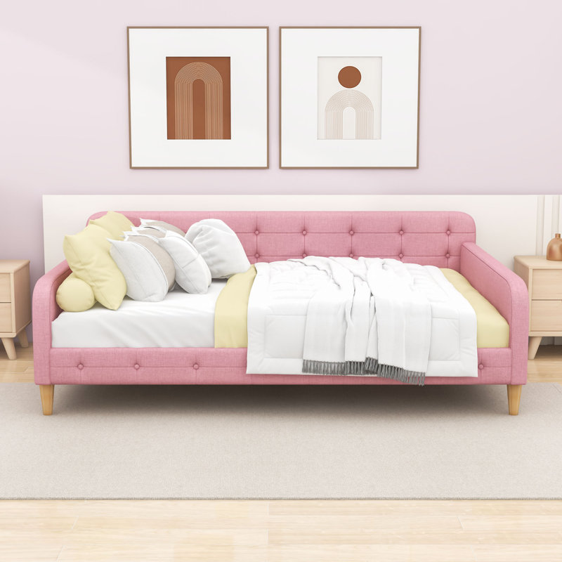 Kimery Upholstered Dayed with Slats, Pink, Full/Double