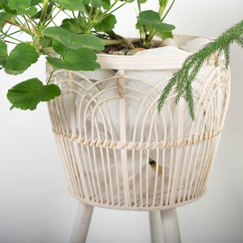Jardinières en bambou blanc, ensemble de 3