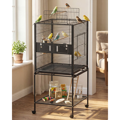 144 cm Stainless Steel and Steel Top Bird Cage Stand Bird Cage with Wheels with Stand with Perch with Tray