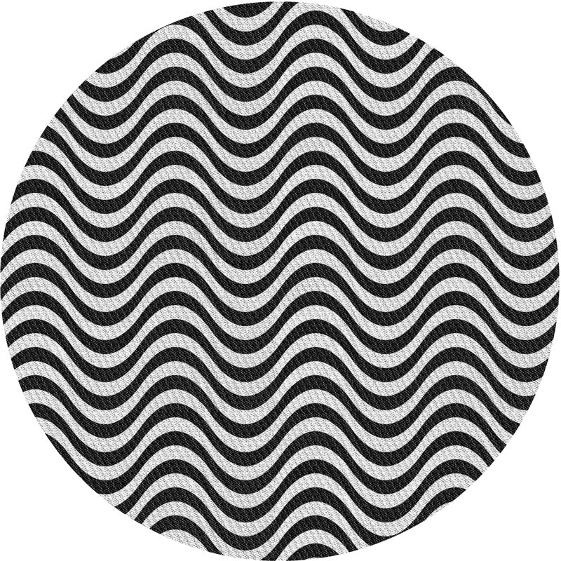 Tapis gris/zone noire à motifs, Rond 7 pi