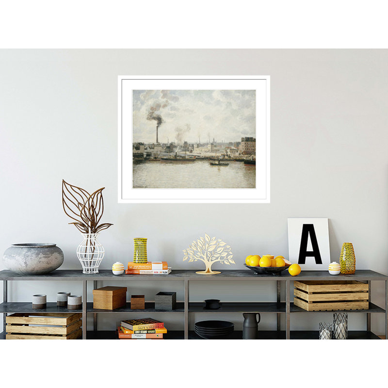 Quay at Saint-Séver Rouen par Camille Pissarro, impression giclée encadrée, H 33,5 po x l 39,95 po