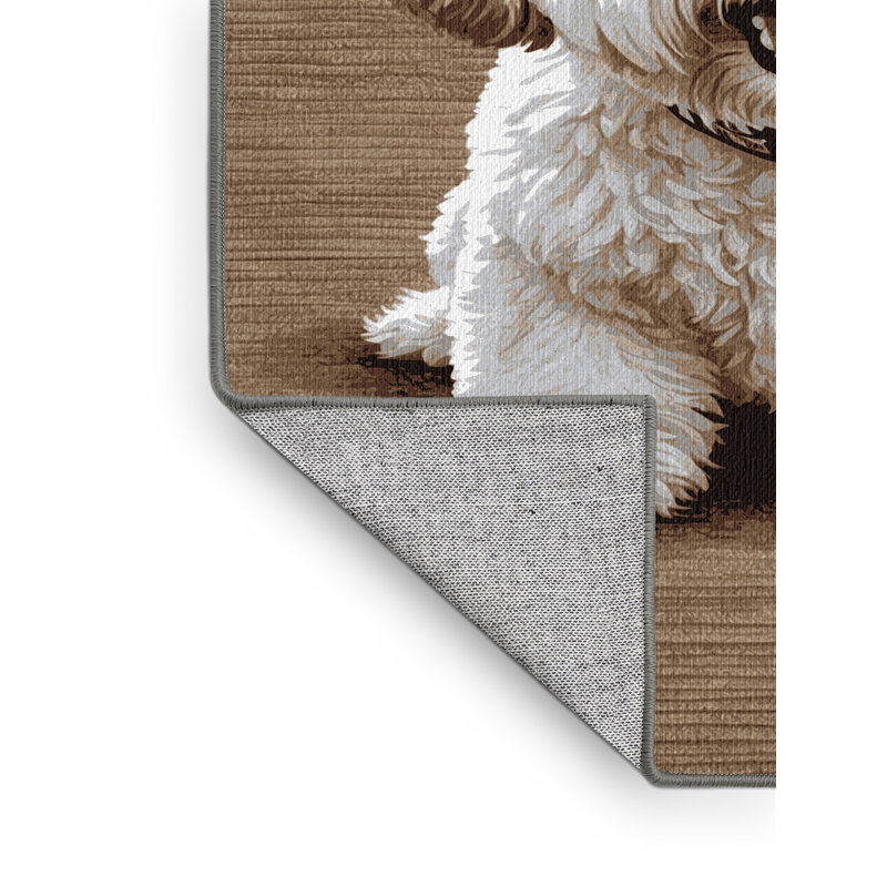 Washable Bichon Frise Dogs Area Rug, Rectangle 8' x 12'