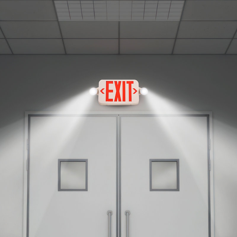 Thermoplastic Surface-Mounted LED Emergency Exit Combo Sign