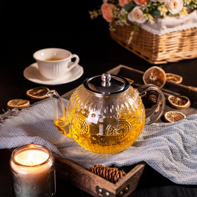 Vintage Glass Teapot with Removable Infuser – Stovetop Safe