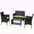 4 PC Rattan Patio Furniture Set Outdoor Patio Cushioned Seat Wicker Sofa-1989023195
