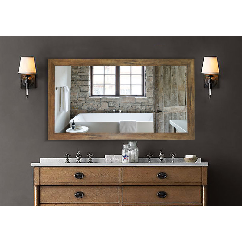 Deweyville Engineered Wood Rectangle Wall Mirror, 53.5" x 32", Brown