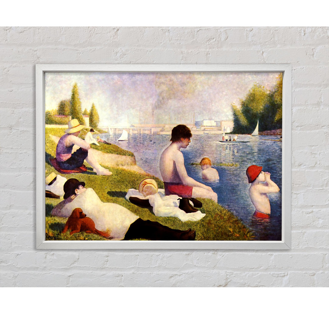 Seurat A Swimming Pool In Asnie`Re - Einzelner Bilderrahmen Kunstdrucke auf Leinwand