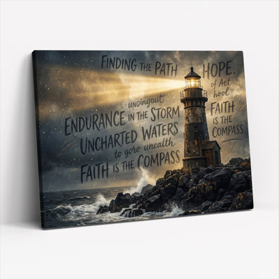 Ensemble de 1 tableau sur toile « Phare et tempête »