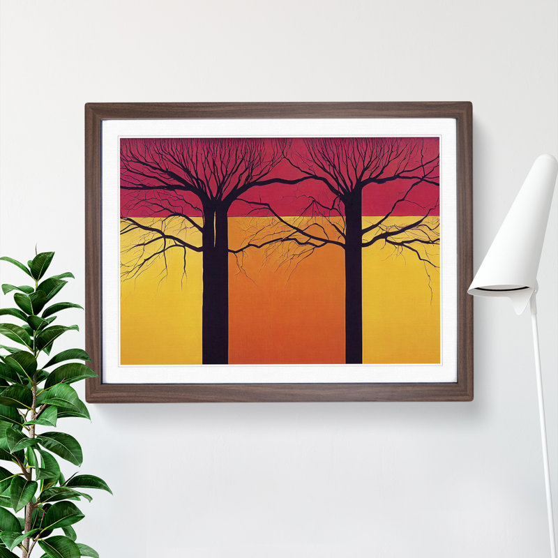 Excellent Abstract Trees - Framed Print, 25cm H x 34cm W x 2cm D, Walnut