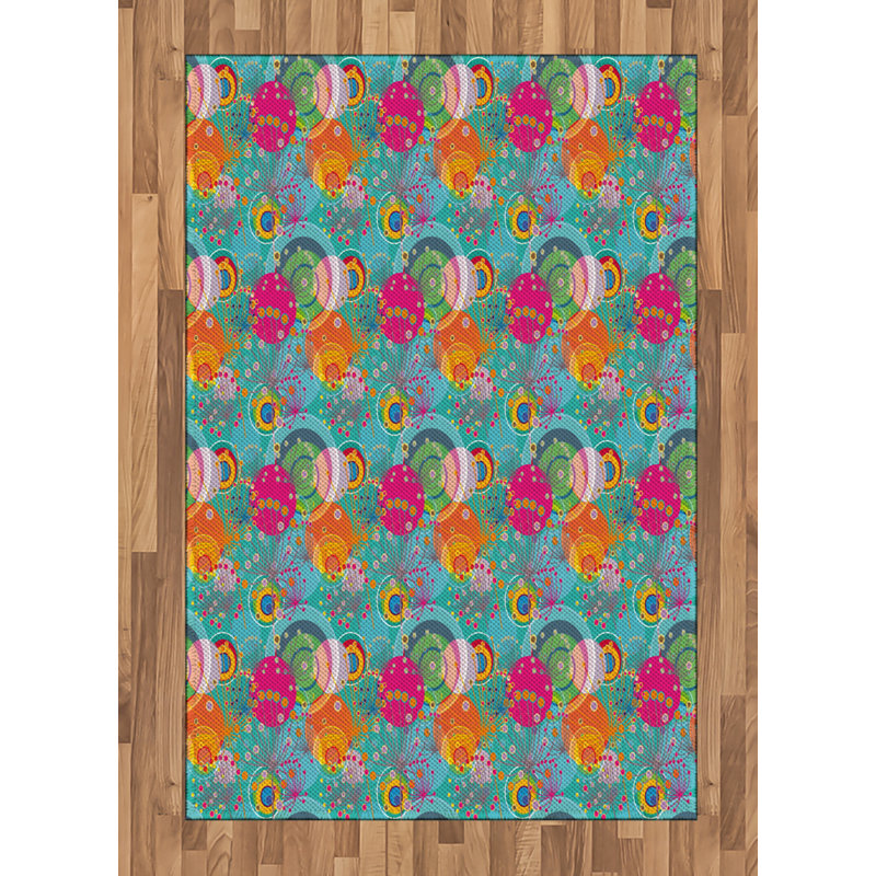 Tapis décoratif floral à haute densité en fibres de polyester, Rectangle— 4 pi x 5 pi 8 po