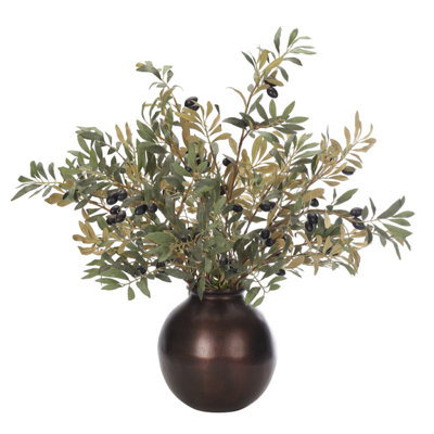 Olive Branch, Metal Jar, 29wx25dx30h
