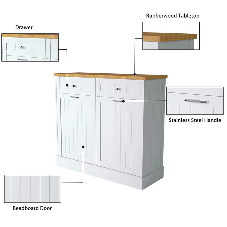 Tolead Double Tilt Out Trash Cabinet, 20 Gallon Wooden Free