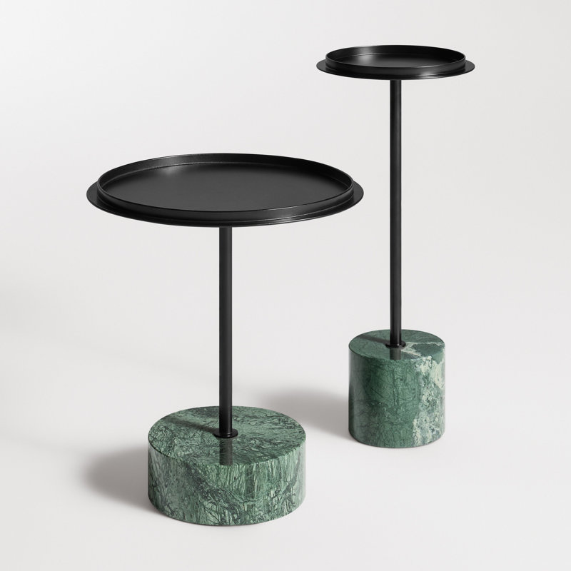 Chit Chat Marble Pedestal End Table, Putty, Cherry